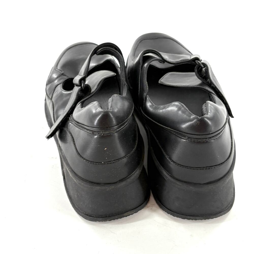 Jeffrey Campbell Kicks Wedge Sneakers 11 Black NWOT Mary Jane Leather Preppy - Picture 8 of 10